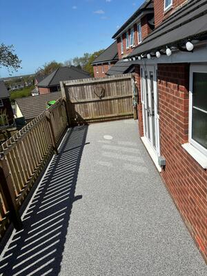 New Resin Bound Patio Resurfacing at residential property, Loughor, Swansea RNM Resins