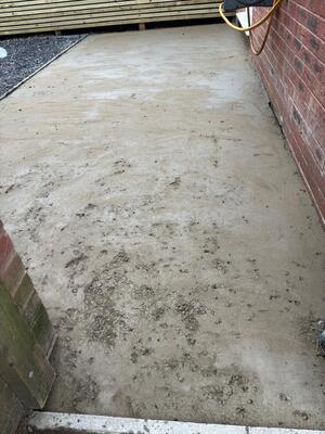 Porous concrete laid on patio area in readiness for resin bound surface in semi detached property in Pontardawe, Swansea by RNM Resins